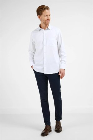 Beyaz - Lila Çizgili Desen Sert Yaka Uzun Kol Cepli Comfort Fit Pamuklu Gömlek 1004255274