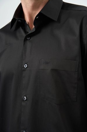 Siyah Sert Yaka Cepli Comfort Fit Classic Pamuklu Gömlek 1004255323
