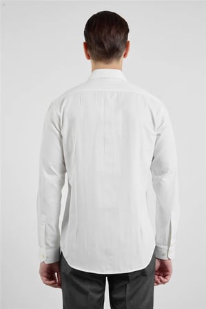Krem Sert Yaka Uzun Kol Cepsiz Slim Fit Pamuklu Gömlek 1004255913