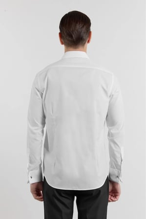 Beyaz Uzun Kol Sert Yaka Düz Pamuklu Slim Fit Gömlek 1004260059