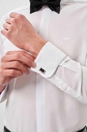 Beyaz Uzun Kol Düz Pamuklu Slim Fit Gömlek 1004260060