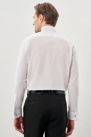 Beyaz Uzun Kol Düz Pamuklu Slim Fit Gömlek 1004260060