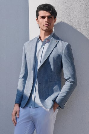 İtalyan Yaka Kısa Kol Cepsiz Slim Fit Esnek Gömlek 1004260159