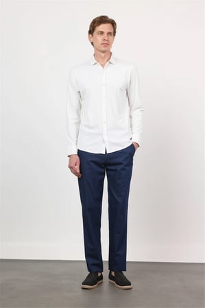 Beyaz İtalyan Yaka Uzun Kol Cepsiz Performans Ürün Slim Fit Gömlek 1004260160