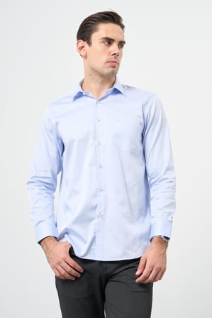Mavi Sert Yaka Uzun Kol Cepli Comfort Fit %100 Pamuk Gömlek 1004260323
