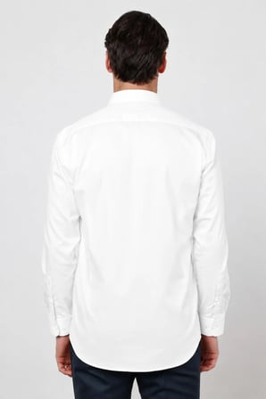 Sert Yaka Uzun Kol Cepli Saten Comfort Fit %100 Pamuk Gömlek 1004260423