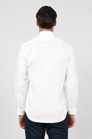 Sert Yaka Uzun Kol Cepsiz Saten Slim Fit %100 Pamuk Gömlek 1004260424
