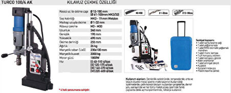 Turcoboor 100/4 AK 1800 W Manyetik Matkap