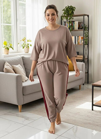 KADIN BÜYÜK BEDEN TAŞ EŞOFMAN TAKIMI