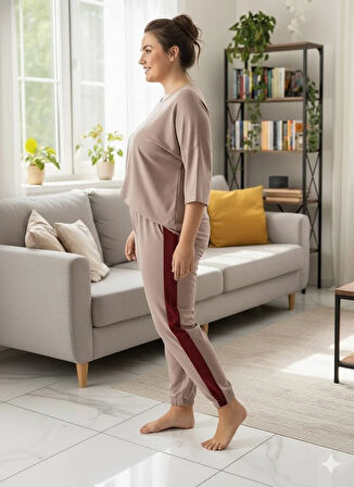 KADIN BÜYÜK BEDEN TAŞ EŞOFMAN TAKIMI