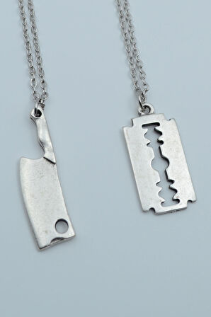 2'li Satır Jilet Gümüş Kaplama Kolye Seti