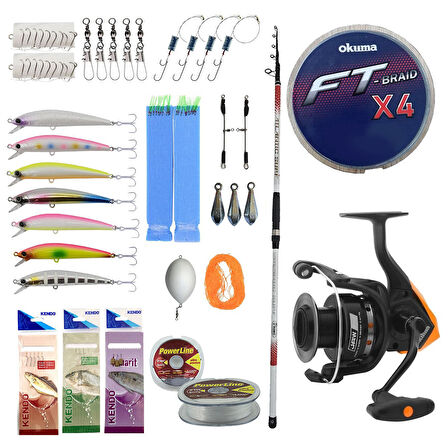 Yek Outdoor Profesyonel Hazır Olta Seti Kendo Atlantic Surf 4.20m 100-250gr Olta Kamışı&Okuma JAW-55 Olta Makinesi