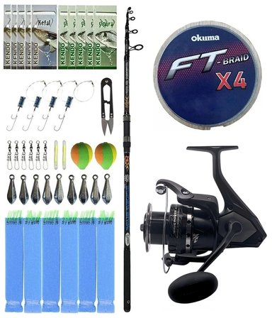 Yek Outdoor Surf Olta Seti Kendo Spider Surf 3.90m 50-150gr Olta Kamışı&Okuma Wave Power WP-4000A1 Olta Makinesi
