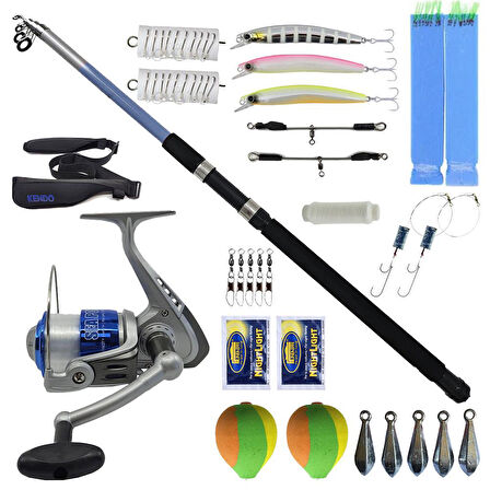 YekOutdoor Full Takım Olta Seti Kendo Elbe 3.50m 70-150gr Olta Kamışı&Kendo Sea Power 7000 Olta Makinesi