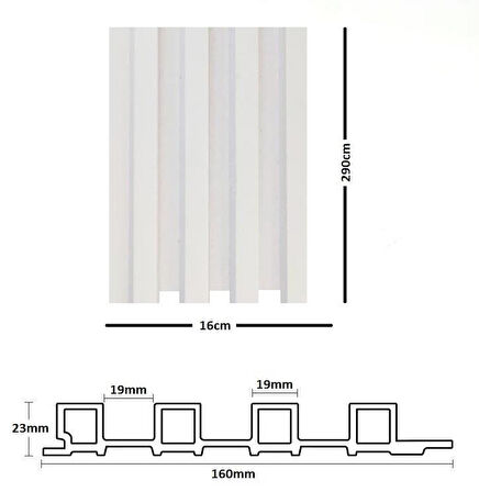 ATC Beyaz Prefabrik Ofis Konut Dekoratif Pvc Kaplama Lambiri 16cmx290cm