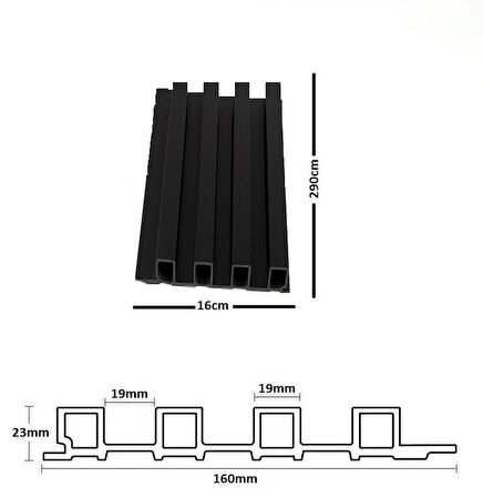 ATC Siyah Prefabrik Ofis Konut Dekoratif Pvc Kaplama Lambiri 16cmx290cm