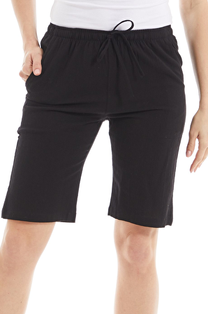 Şile Bezi Kadın Siyah Cepli Şort