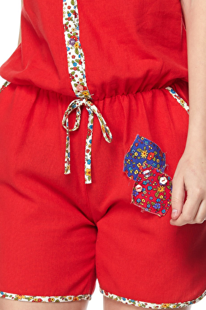 Şile Bezi Kırmızı Düz Tulum