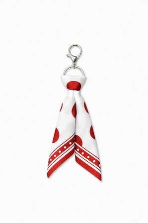 Tarzınıseç Kırmızı Puantiye Desenli Silver Anahtarlık Fular Charm