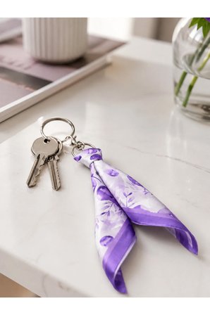 Tarzınıseç Lavanta Desenli Silver Anahtarlık Fular Charm