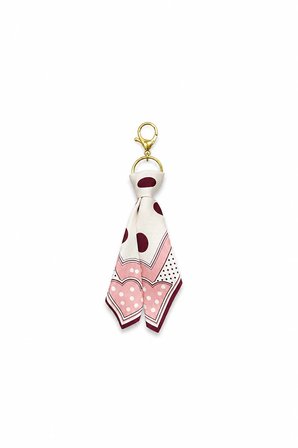 Tarzınıseç Bordo Puantiye Desenli Gold Anahtarlık Fular Charm