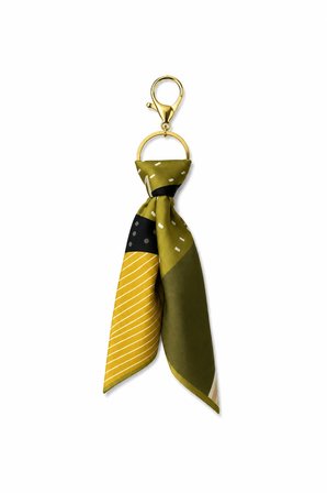 Tarzınıseç Yeşil Çizgi Desenli Gold Anahtarlık Fular Charm