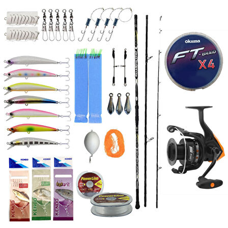 Yek Outdoor Profesyonel Hazır Olta Seti Kendo Palamita Surf 420cm 250gr 3 Parça Olta Kamışı&Okuma JAW-55 Olta Makinesi