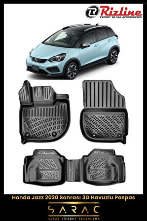 Rizline Honda Jazz 2021 Model 3D Havuzlu Paspas