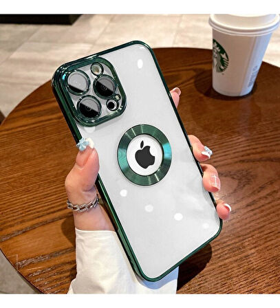 İPHONE 14 UYUMLU OMEGA LAZER KESİM YUMUŞAK KILIF KAMERA KORUMALI ŞIK TASARIM SİLİKON ŞEFFAF KENAR YEŞİL