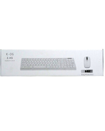 K-06 BEYAZ DOCK WIRELESS KABLOSUZ KLAVYE MOUSE S PL-374 