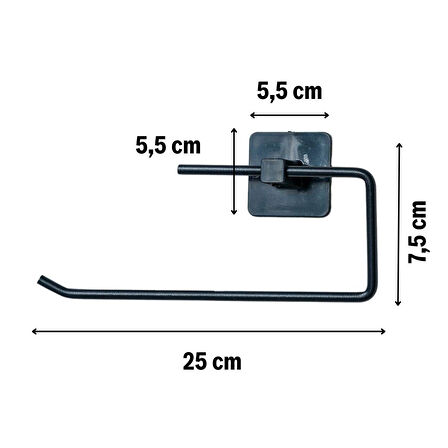 Kendiliğinden Yapışkanlı Siyah Paslanmaz Metal Rulo Havluluk Aparat 