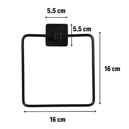 Kendiliğinden Yapışkanlı Siyah Paslanmaz Metal Kare Havluluk 