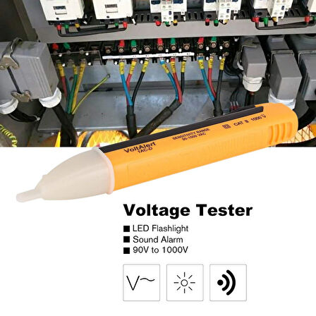 Dedektörlü Temassız Işıklı Kablo Voltaj Test Elektrik Kaçak Dijital Kontrol Kalemi Cihazı 