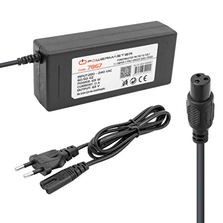 63 VOLT- 1.1 AMPER 69 WATT MASAÜSTÜ 3 PİNLİ GİNGER ŞARJ CİHAZI 