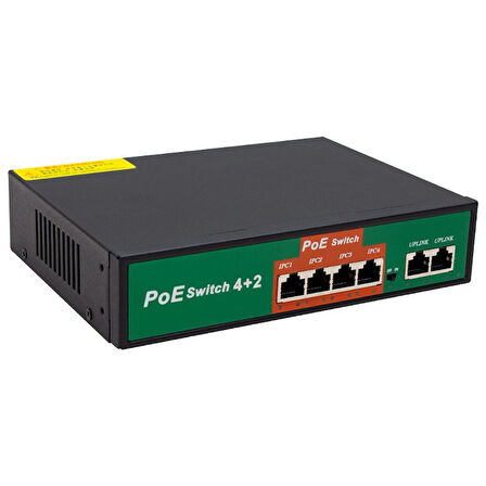 72W 10/100 MBPS 4+2 PORT POE ETHERNET SWITCH 