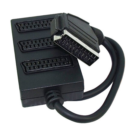 SCART DAĞITICI 3 LÜ SİYAH (1 ERKEK - 3 DİŞİ SCART) 