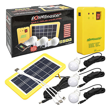 GÜNEŞ PANELLİ 3 LAMBALI POWERBANK ÖZELLİKLİ ÇOK AMAÇLI ŞARJLI SOLAR AYDINLATMA 