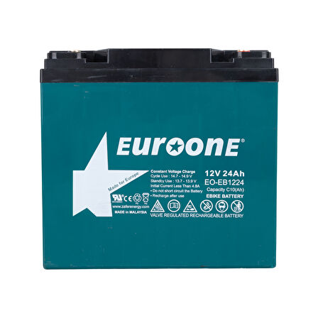 EUROONE EO-EB1224 12V 24AH E-BIKE ELEKTRİKLİ BİSİKLET AKÜSÜ (180 X 76 X 167 MM) 