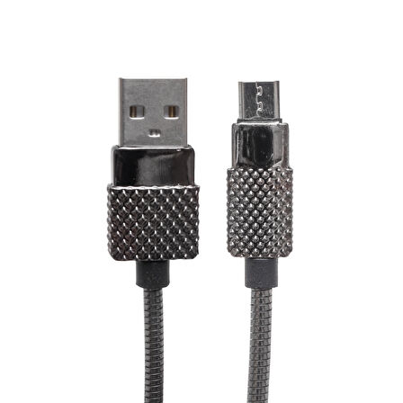 3 AMPER METAL YAYLI MICRO USB DATA VE ŞARJ KABLOSU 1 METRE 