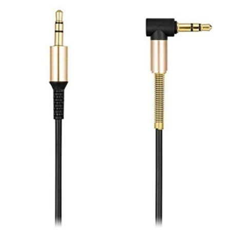 3.5 Mm Metal Başlıklı Erkek/Erkek L Uçlu Jack Girişli Aux Stereo Ses Aktarma Kablosu (4694)