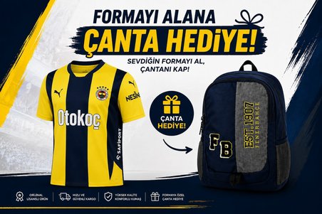 FENERBAHÇE ORJİNAL LİSANSLI UNİSEX SARI LACİVERT ÇUBUKLU ÇOCUK FORMASI OKUL ÇANTASI HEDİYELİ