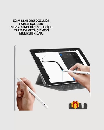 Yüksek Hassasiyetli Eğim Sensörlü Dijital Kalem – USB-C Hızlı Şarjlı Yeni Nesil