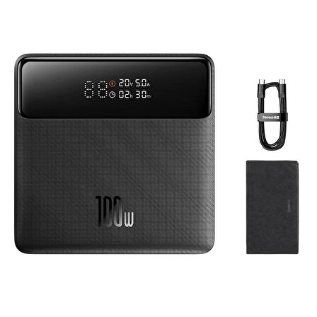 Baseus 100 W 20000 mAh Hızlı Şarj Powerbank Siyah + Tablet Şarjı 