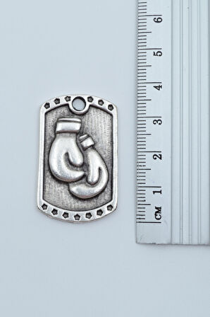 2'li Boks Eldiveni - Künye Gümüş Kaplama Kolye Seti