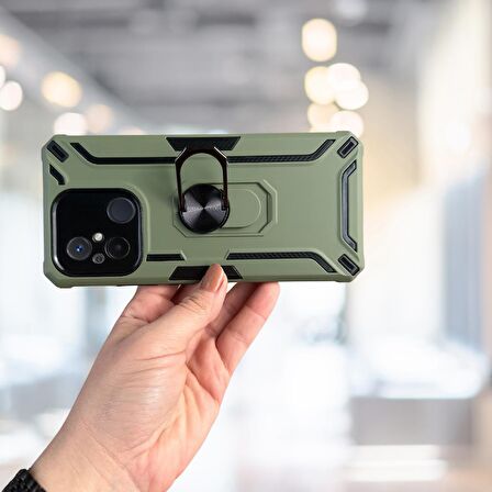 XİAOMİ REDMİ 12C YÜZÜKLÜ STANDLI TLP TANK KILIF  (ARMOR MILITARY CASE)