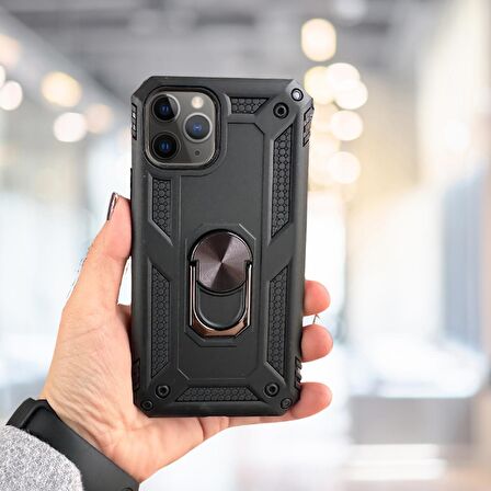 İPHONE 11 PRO YÜZÜKLÜ STANDLI TLP TANK KILIF  (ARMOR MILITARY CASE)