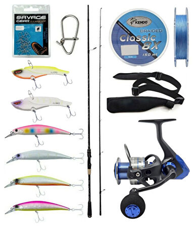 Yek Outdoor Spin Olta Seti Kendo Kenshi Pro 2.65m 10-35gr Spin Kamışı&Okuma Safina 3000A Olta Makinesi