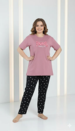 BÜYÜK BEDEN PİJAMA TAKIMI PARİS BASKILI