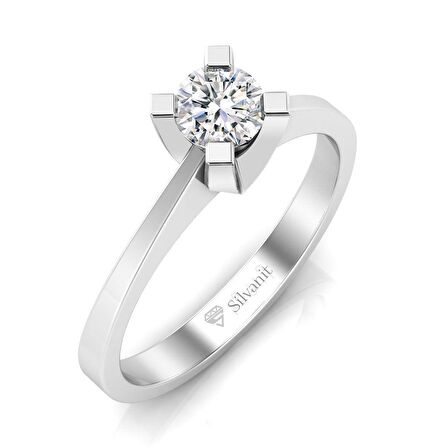 0,50 Karat F Renk Uluslararası Sertifikalı Tektaş Pırlanta Yüzük