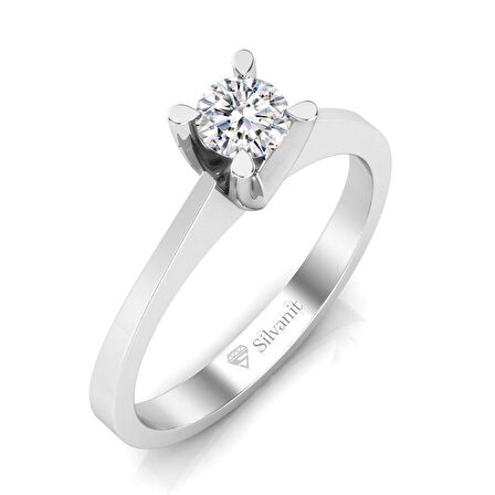 0,40 Karat F Renk Uluslararası Sertifikalı Pırlanta Tektaş Yüzük